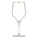  Gold Rim Wine Goblet Glasses With Long Stem Set of 6, Laser-Cut Rim Crystal Clear Elegant Glassware for Drinking Wine, Durable Tempered Rim Premium Blown Chalices, 19.6 oz