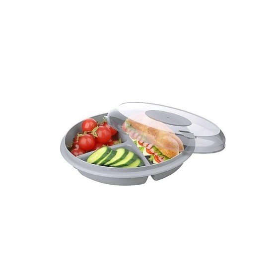  3 Compartment Meal Prep Containers with Lids Set of 2, Reusable Bento Box, Food Storage Containers, BPA Free Lunch Boxes, Microwave/Dishwasher/Freezer Safe - Plastic