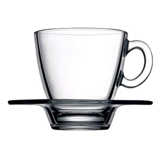  Glass Coffee Mugs and Saucers Set (12 pieces), 7.27 oz, Coffee Tea Cups And Saucers, Perfect for Tea Partty, Gifts, Housewarming