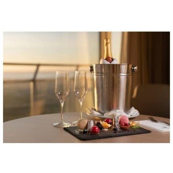  Laser-Cut Rim Champagne Flutes Glass With Long Stem, Elegant Crystal-Clear Glasses Set of 6, 6.7oz
