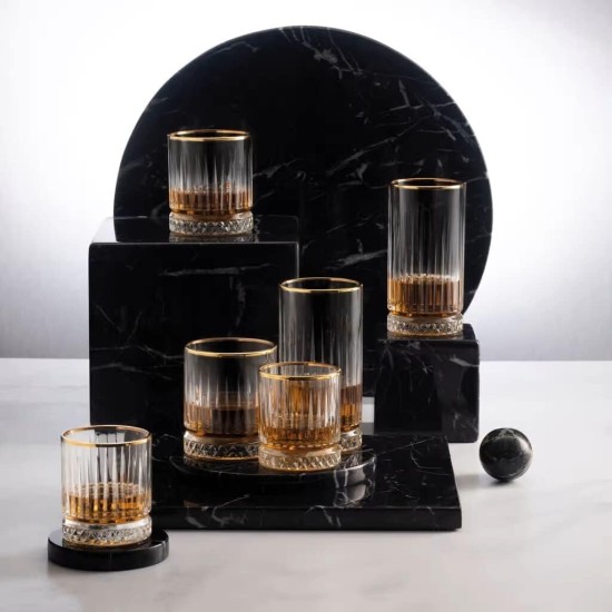 Gold Rim Whiskey Glasses Set of 4, 24k Old Fashioned Tumbler, 12 oz