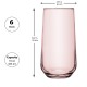  Pink Highball Glasses Set of 6, Tall Glass Cups for Cocktail, Long Drink, Water, Juice, Mojito, 16 oz Rose Color Bar Glassware