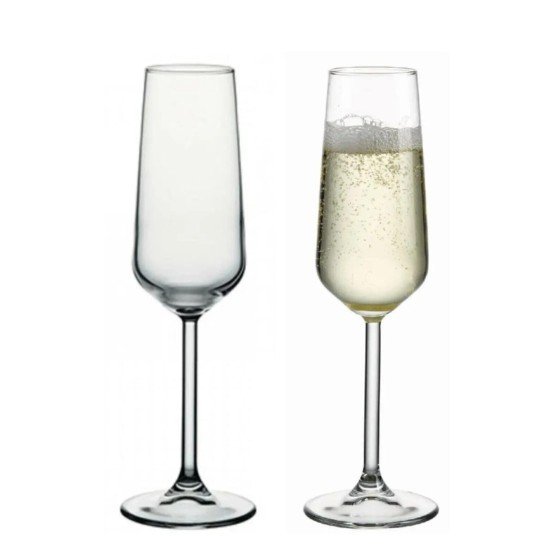 Allegra Champagne Flutes Glass With Long Stem, Elegant Crystal Glasses Set of 6, 6.5 oz