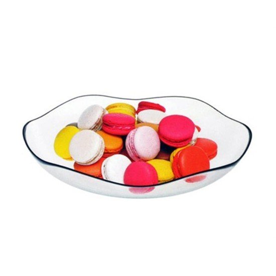 Glass Round Platter Serving Tray - Wavy Edge Extra Large Charger Plate, 12 inch Diameter, Extra Resistant Centerpiece Dinnerware, Fruit, Dessert, Salad, Appetizer Plate