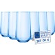  Blue Highball Glasses Set of 6, Tall Glass Cups for Cocktail, Long Drink, Water, Juice, Ice Tea, Mojito, 16 oz Colored Tumbler Bar Glassware