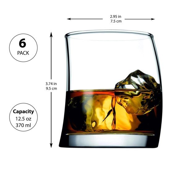 Whiskey Lowball Glasses, Rock Barware Set of 4, Double Old Fashioned Tumbler with Heavy Base for Scotch, Bourbon or Rum, 12.5 oz