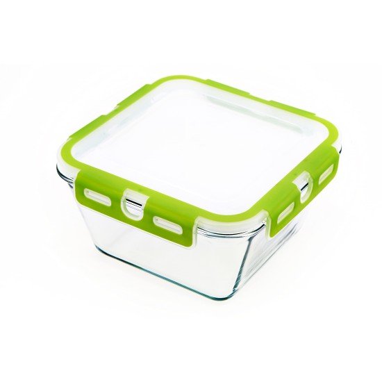  Tempered Glass Food Container with Bpa-free Locking Lid, On-the-go Lunch Box for Vegetables, Fruits, Food, Nuts, Snack, Glass Food Prep Storage (Rectangle 82.50 fl oz)