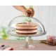  Cake Stand with Dome Lid, Glass Desert Serving Plate and Cover, Footed Pastry Display Server, 12.60 inch Wide Glass Decorative Kitchen Platter for Cupcake Cookies Cheesecake Donut