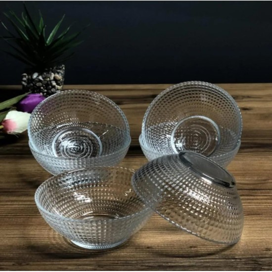 Glass Soup/Cereal Bowl Set of 6 - 13oz - Versatile for Fruit, Salad, Popcorn, Ice Cream, Cooking, Seasonings