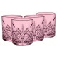  Pink Whiskey Glasses Set of 4, Old Fashioned Lowball Barware, Heavy Base Rose Colored Rocks Tumblers for Drinking Scotch, Bourbon, Rye or Cocktails , 12 oz