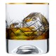  Crystal Cut Old Fashioned Whiskey Glasses with Gold Rim Set of 4, Heavy Base Rocks Glasses, Unique Lowball Tumbler for Bourbon, Scotch Whiskey, Cocktails, Cognac, 7 oz