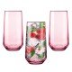  Pink Highball Glasses Set of 3, Glass Cocktail Drinking Barware, Tall Glass Cups for Long Drink Water, Juice, Ice Tea, Mojito, 16 oz Colored Bar Glassware