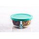  Glass Food Storage Container 2 Compartments with Lid, Glass Lunch Containers, Glass Food Prep Containers with Lids Lunch Box Snack Container for Oven, 26.54 oz (Green Lid)