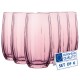  Pink Highball Drinking Glasses Set of 6, Tall Glass Tumblers for Cocktail, Long Drink, Water, Juice, Ice Tea, Mojito, 16 oz Colored Bar Glassware