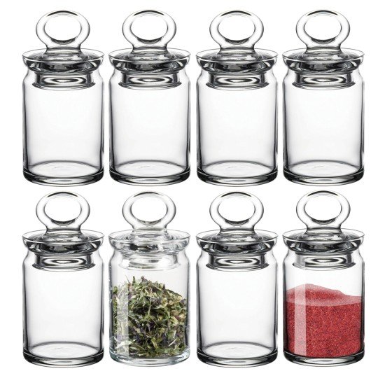  Spice Jar with Airtight Glass Lid 8pcs, Nuts, Jam or Coffee Beans Jar, Jar for Kitchen Storage and Laundry Room Organization 8.12 oz